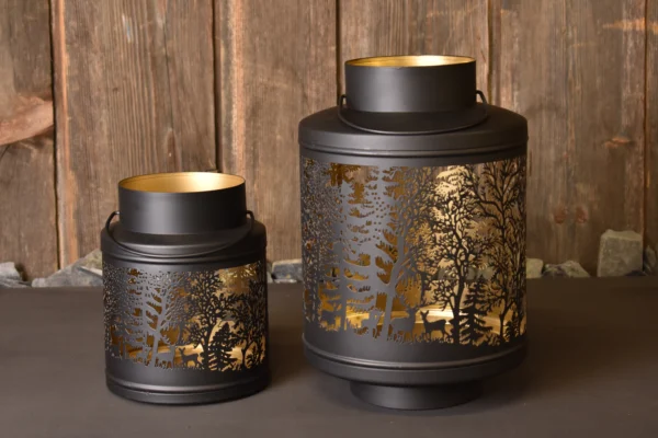 Set - Panneau solaire avec lanterne "La Forêt" ronde mini